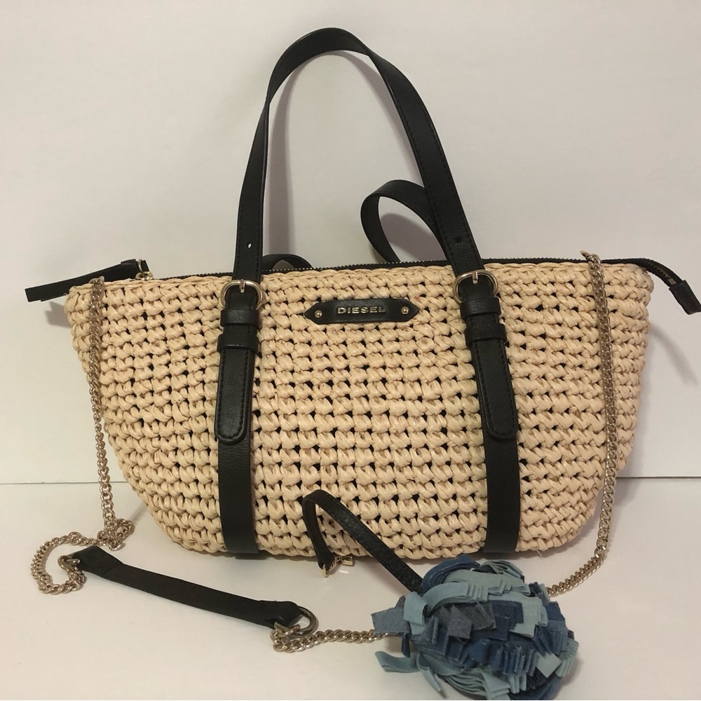 Authentic Diesel Synthetic Straw Leather 2 Way Small Tote Bag